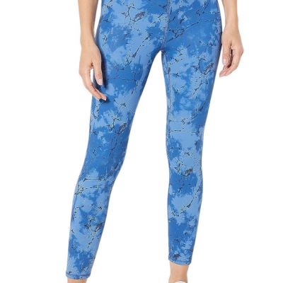 Susan Graver SG Sport Printed Contour Knit Crop Leggings Slate Blue